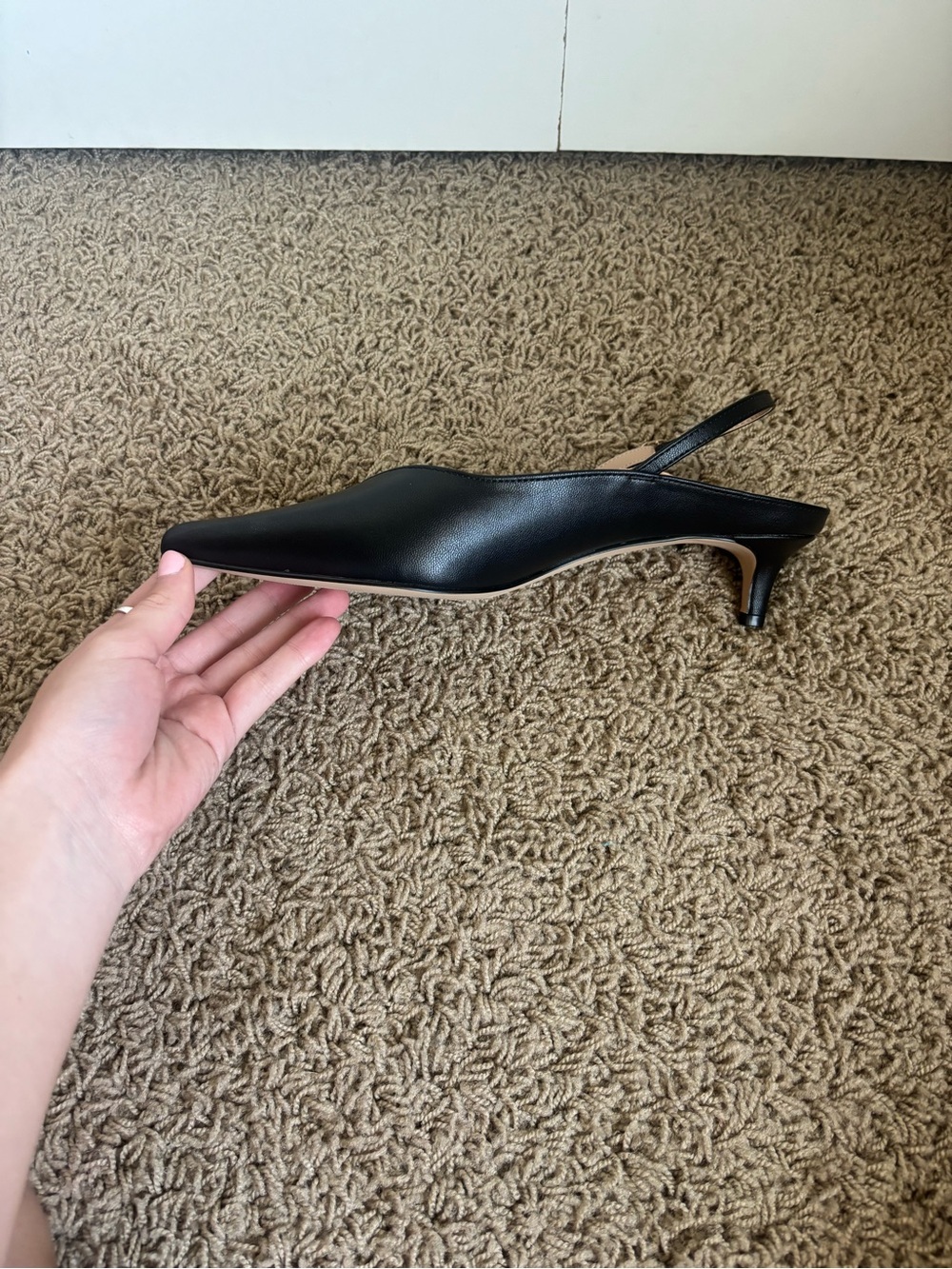 Banana Republic Black Leather Slingback Kitten Heels